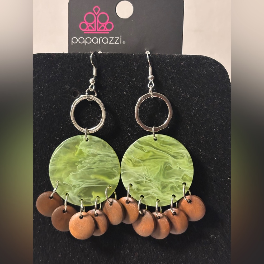 Paparazzi Olive and Chestnut Dangle Earrings